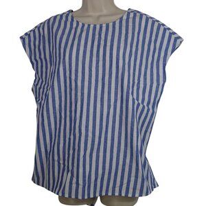 Shein Curve Blue White Stripe Blouse Women OXL 12 With Back Twist Detail